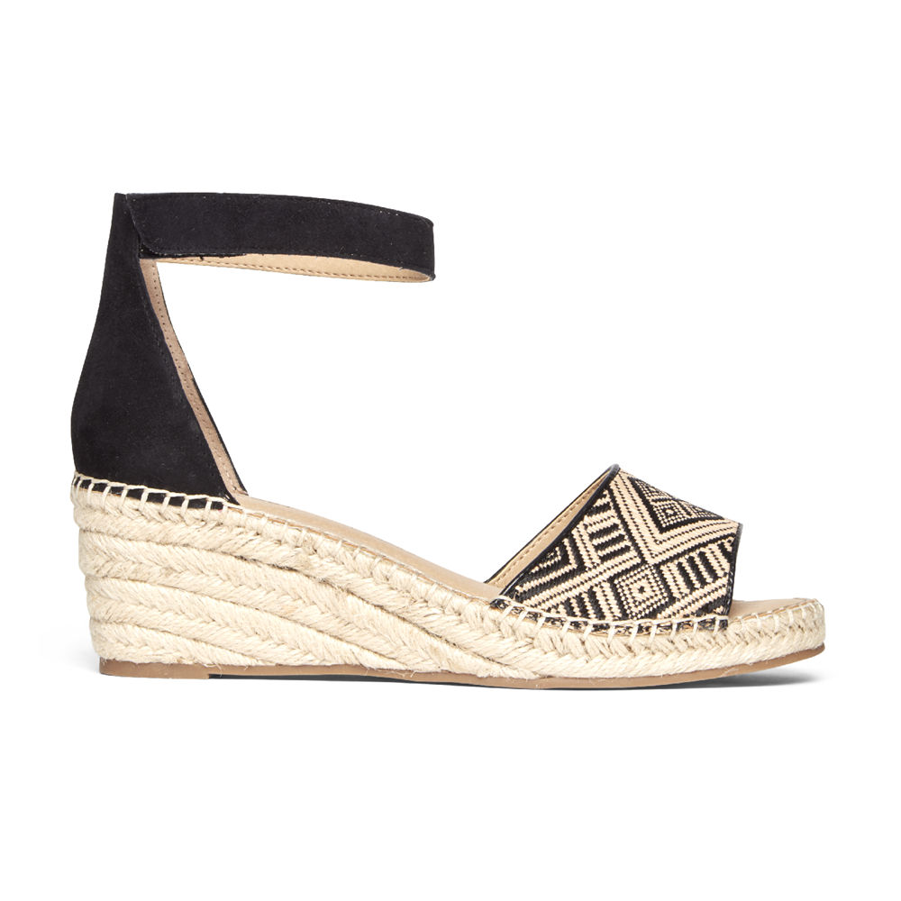 Sandálias Rockport Mulher Bege/Pretas - Marah Woven Ankle Strap - 76348RNZE